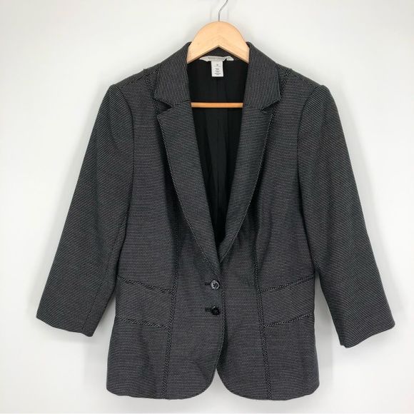 White House Black Market Jackets & Blazers - WHBM Dotted Blazer Black White Notched Size 10